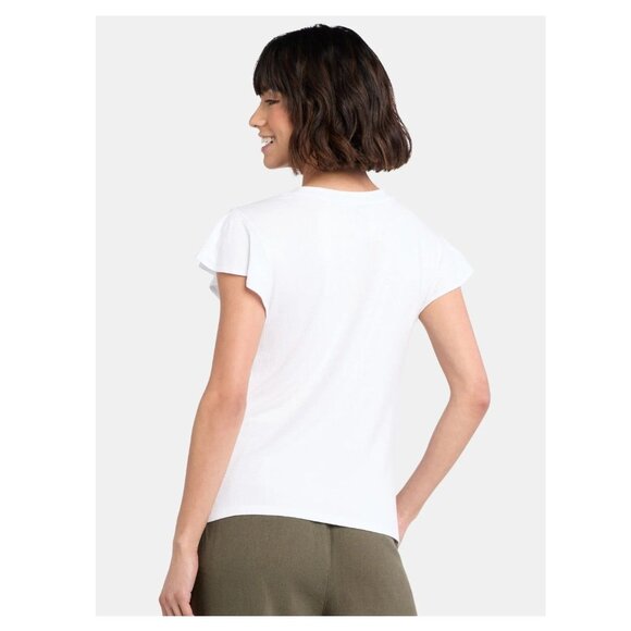 NWT Women's White Twist Front Top with Flutter Sleeves Size XXXL (22) - Picture 2 of 5